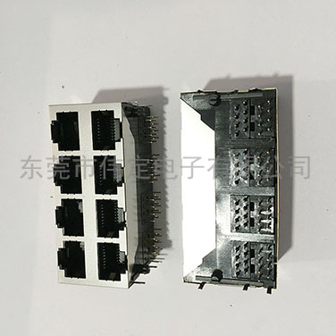59 2X4双排8口带屏蔽壳RJ45网络插口